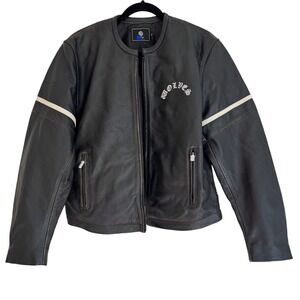 Darc Sport Mens‎ Black Leather Wolves Jacket Motorcycle Biker SMALL
